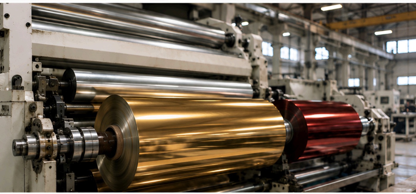 Foil reels on the converting machine